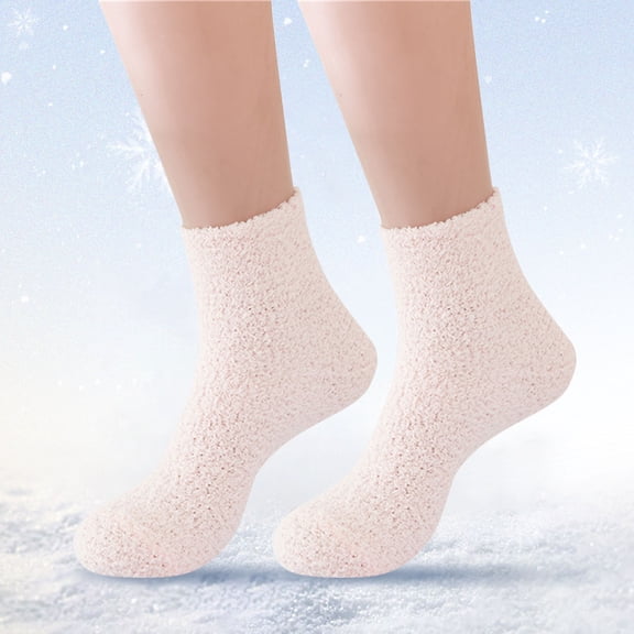 Pink Socks Women Fuzzy Fluffy Cozy Slipper Socks Warm Soft Winter Plush Home Sleeping Socks