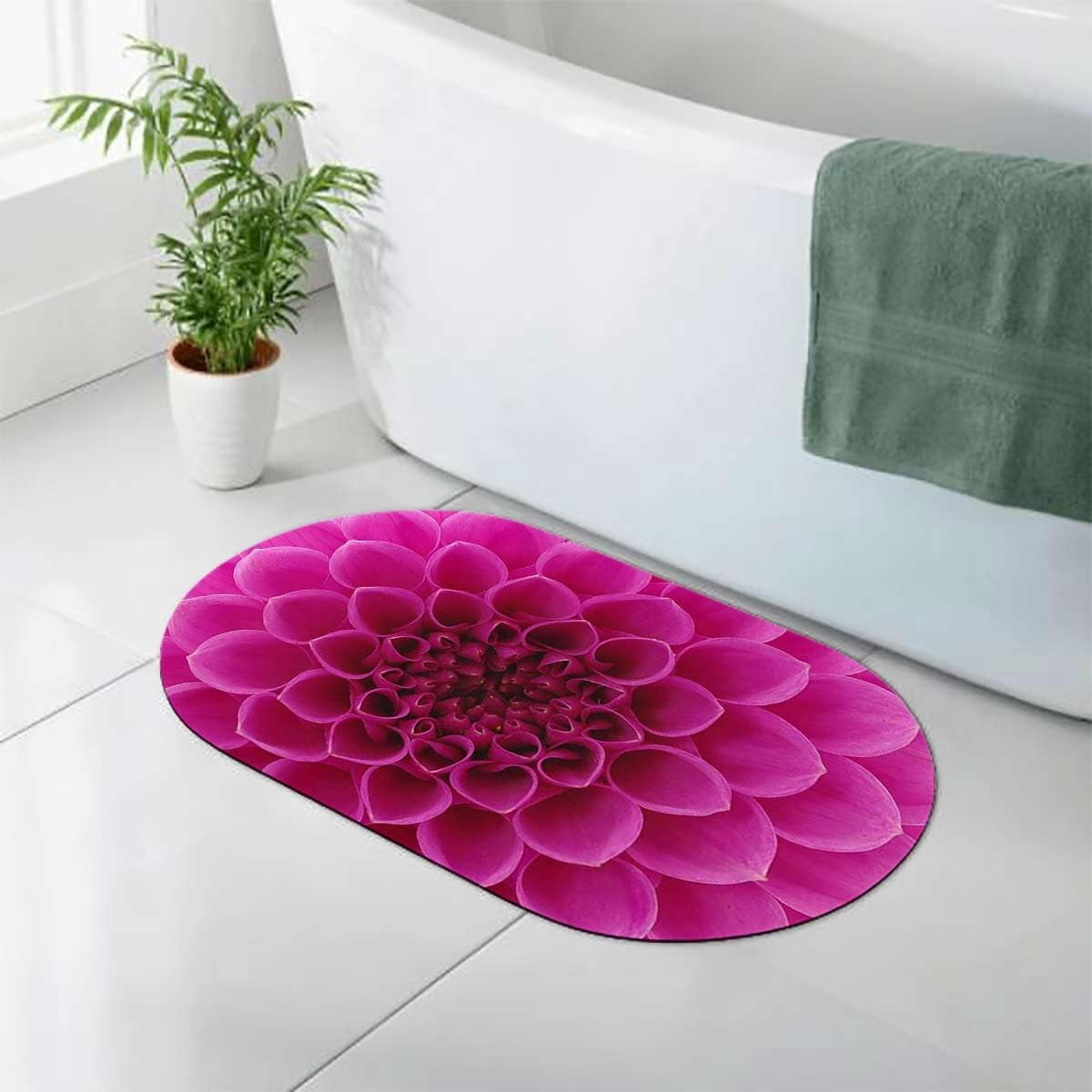 Pink Soft Diatomaceous Earth Bath Mat Floral Close Up Flower Petals ...