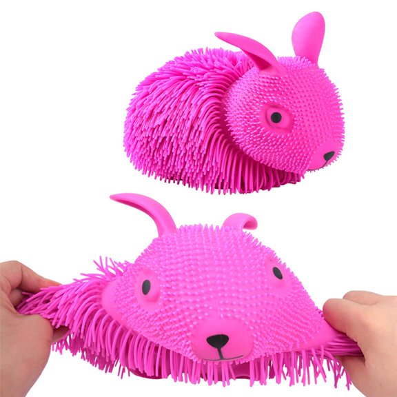 Pink Soft Faux Fur Bunny Stress Relief Squeeze Toy Adorable Plush Animal For Kids Calming Fidget Companion 2026