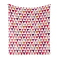thumbnail image 1 of Pink Soft Flannel Fleece Blanket, Geometric Triangle Patterns with Polka Dots Lines Zig Zag Prints Abstract Image Print, Cozy Plush for Indoor and Outdoor Use, 50" x 70", Multicolor, by Ambesonne, 1 of 5