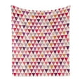 thumbnail image 1 of Pink Soft Flannel Fleece Blanket, Geometric Triangle Patterns with Polka Dots Lines Zig Zag Prints Abstract Image Print, Cozy Plush for Indoor and Outdoor Use, 70" x 90", Multicolor, by Ambesonne, 1 of 5
