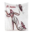 thumbnail image 1 of Pink Soft Flannel Fleece Blanket, High Heel Shoes with Butterfly and Ribbon Ornamentals Be Grace Spruceness Theme, Cozy Plush for Indoor and Outdoor Use, 70" x 90", Dried Rose Black, by Ambesonne, 1 of 5