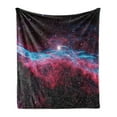 thumbnail image 1 of Pink Soft Flannel Fleece Blanket, Science Cosmos Outer Space Galaxy Print Universe Stars Astronomy Nebula Theme, Cozy Plush for Indoor and Outdoor Use, 50" x 70", Magenta and Black, by Ambesonne, 1 of 5