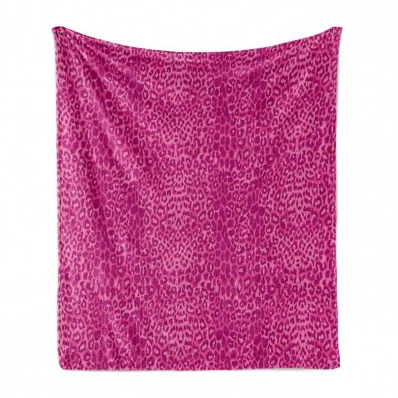 Pink Soft Flannel Fleece Throw Blanket, Abstract Illustration Leopard Skin Style Pattern Geometric Shapes Jaguar Print, Cozy Plush for Indoor and Outdoor Use, 60" x 80", Multicolor, by Ambesonne