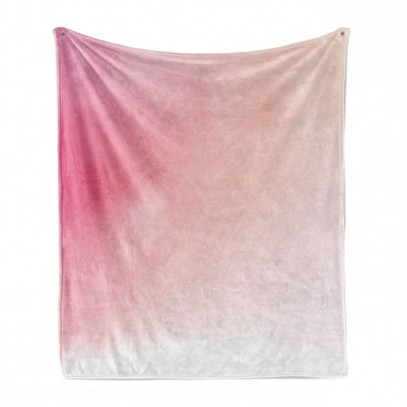 Pink Soft Flannel Fleece Throw Blanket, Blurred Background Changing Colors Ombre Inspired Composition Dreamy Display, Cozy Plush for Indoor and Outdoor Use, 50" x 70", Pink Peach White, by Ambesonne