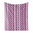 thumbnail image 1 of Pink Soft Flannel Fleece Throw Blanket, Stripes Lines with Abstract Round Circles Art Print, Cozy Plush for Indoor and Outdoor Use, 50" x 60", Cadet Blue Dried Rose, by Ambesonne, 1 of 6