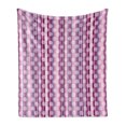 thumbnail image 1 of Pink Soft Flannel Fleece Throw Blanket, Stripes Lines with Abstract Round Circles Art Print, Cozy Plush for Indoor and Outdoor Use, 70" x 90", Cadet Blue Dried Rose, by Ambesonne, 1 of 5