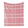 thumbnail image 1 of Pink Soft Flannel Fleece Throw Blanket, Tartan Plaid Pattern with Squares in Magenta Pistachio Green Colors, Cozy Plush for Indoor and Outdoor Use, 70" x 90", Pale Pink and Multicolor, by Ambesonne, 1 of 5