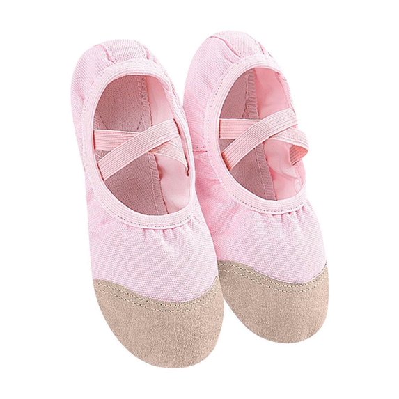 Pink Soft Soled Dance Practice Shoes For Girls With Breathable Material And Suede Soles, For Easy Movement