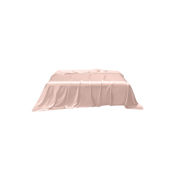 Pink Soft Solid Color Silk Feel Bed Sheet Luxurious Satin Fabric 66.9X90.6In Soft Breathable Easy Care