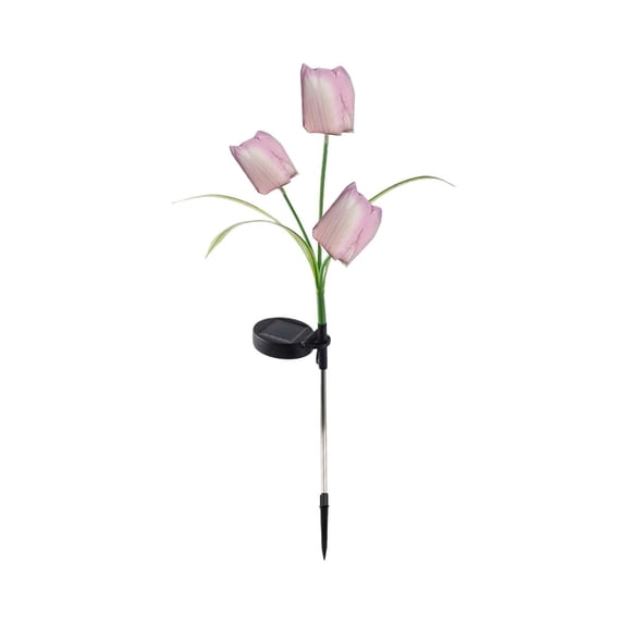 Pink Solar Powered Tulip Garden Stake Light, IP Waterproof Auto On Off LED Landscape Lamp for Yard Path Patio Decor