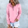 thumbnail image 1 of Pink Solid Color Hoodies, Polyester Women's Pullover Outwear Hoodies, Womens Daily Long Casual Down for Womens Pocket Hooded Sweatshirts Pullover Sleeve Button V Drawstring Hoodies Neck Women's Hoodi, 1 of 7