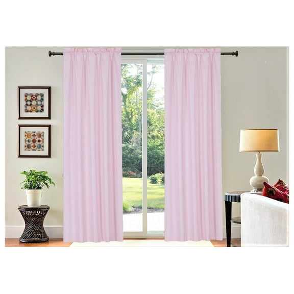 Pink Solid Print Solid Rod Pocket Blackout Kitchen Curtains, 37” x 37” (2 Panels)