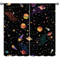 thumbnail image 1 of Pink Space Curtains, Cartoon Spaceships Planets Rockets Yellow Pink Stars Print Window Drapes Curtains for Kids Boys Girls Bedroom Living Room, 84" W X 84" L, 1 of 6