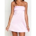 Pink Spaghetti Strap Satin Mini Dress With Ruched Bust Cami Style Party ...