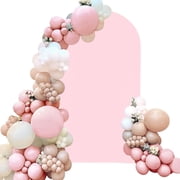 Pink Spandex Fitted Wedding Arch Cover 7.2FT Pink Arch Backdrop Cover Round Top Chiara Backdrop Stand Covers for Wedding Birthday Party Arch Decoration