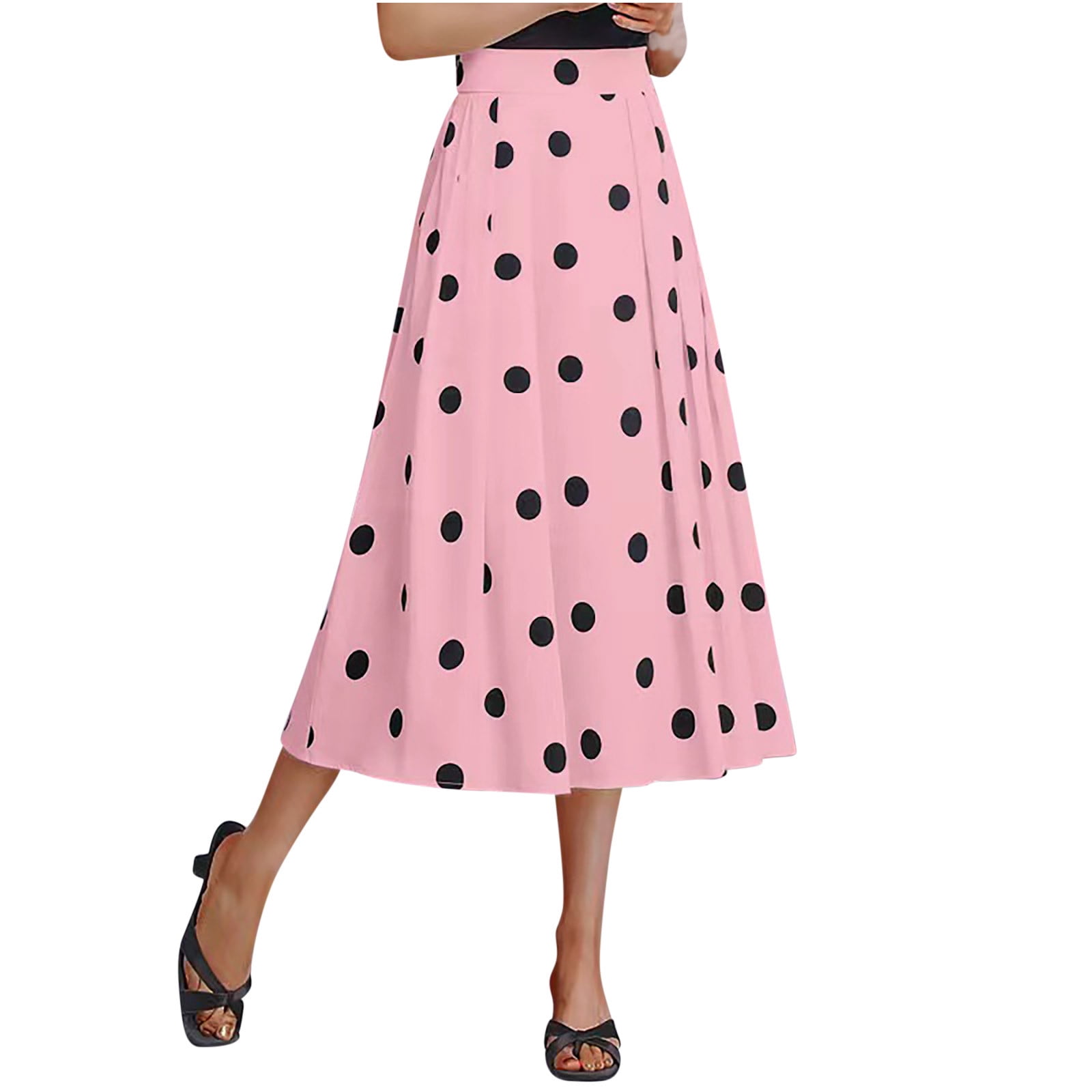 Rainbow Polka Dots Print Stretch Lycra Skirt main image 1