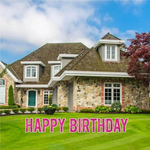 Pink Sparkle 18" Tall Happy Birthday Yard Card Set - Bebas - 13 Pc Set