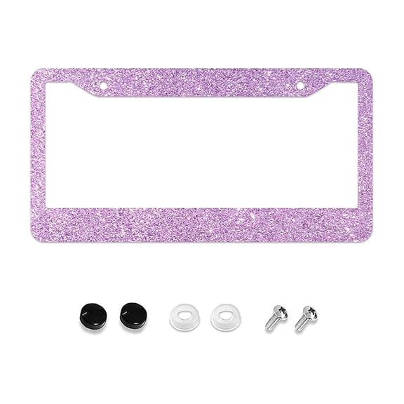 Pink Sparkle License Plate Frame, Cute License Plate Frames Sparkly Car Plate Frame Holder Cover for Women Men with 2 Holes 12 X 6 Inches