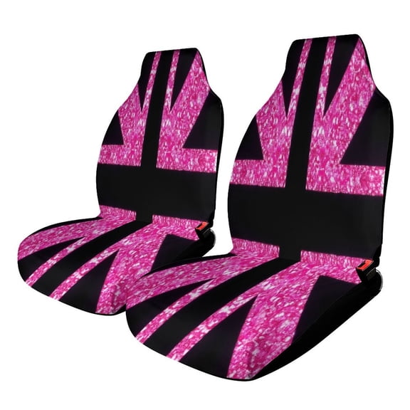 Pink Sparkling Union Jack Car Seat Covers Front Seats Universal Fit for Cars SUV Truck Auto Interior Accessories