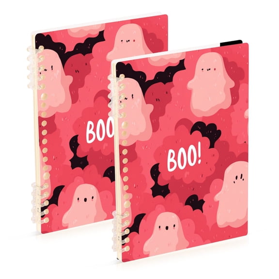 Pink Specters with Clouds Halloween Notebook Detachable Coil Notebook Diary Plan Book A5 Size 60 Pages 1 Pack