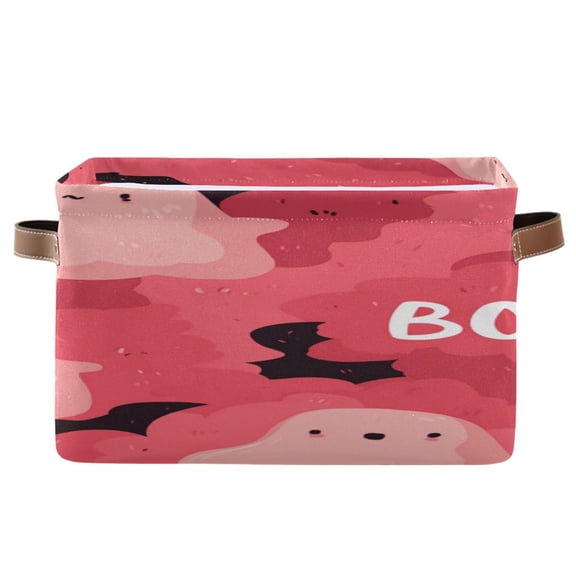 Pink Specters with Clouds Halloween Square Storage Bins with Handles Collapsible Containing Box 1 Pack