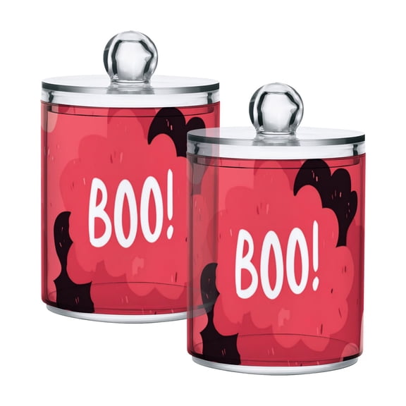 Pink Specters with Clouds Halloween Translucent Plastic Cans Storage Canisters with Lid Set of 2