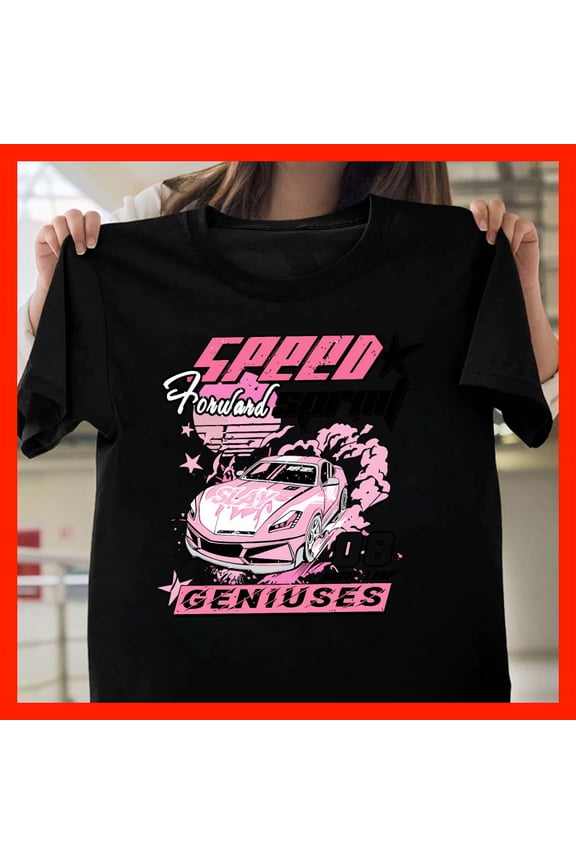 Pink Speed Forward SPM Geniuses 08 Drift Car Anime Style T-Shirt T967, Softstyle for Unisex, Sizes S–5XL