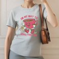 thumbnail image 1 of Pink Spill The Tea T-Shirt for Women, Cute Cartoon Tea Cup Graphic Tee, Soft Comfort Tops，Crew neck，Funny，cotton，gray，S-3XL, 1 of 4