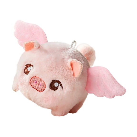 Pink Spinning Angel Pig Toy With Pull Rope And Flapping Wings Soft Plush Doll For Stress Relief Desk Ornament