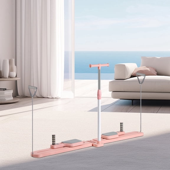 Pink Split Pilates Board with Resistance Bands, Foldable Home Fitness Equipment for Leg, Core & Full Body Workout