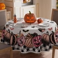 thumbnail image 1 of Pink Spooky Pumpkin Boo Halloween Tablecloth Round Washable Table Covers for Indoor Outdoor Dining Home Party Decorations Table Cloth 70x70 Inch, 1 of 5