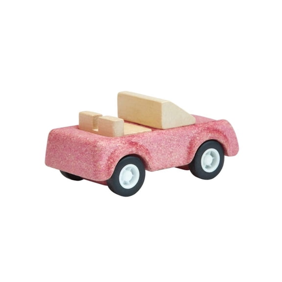 PlanToys Pink Sports Car Wooden Montessori Vehicle Toy | Early Movement, Imagination and Practical Life Exploration | Eco Friendly Car for Indoor and Outdoor Play