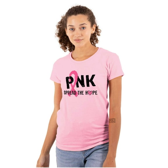 Pink Spread The Hope Breast Cancer Womens Slim Fit Graphic Tee Brisco Brands L