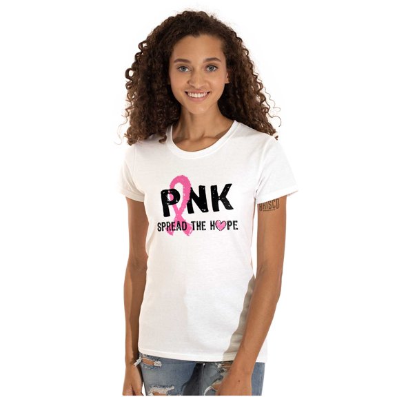 Pink Spread The Hope Breast Cancer Womens Slim Fit Graphic Tee Brisco Brands L
