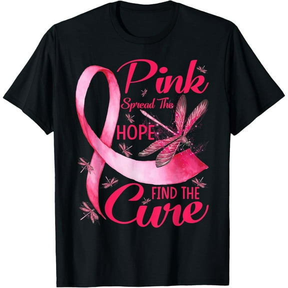Pink Spread The Hope Find The Cure Breast Cancer Dragonfly T-Shirt