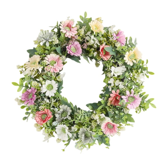 Pink Spring Decorative Door Wreath With Fragrant Flowers Leaves And Greenery Floral Garland For Front Door Porch Wall Home Decor 1Pc 700G (1.54Lb)