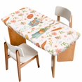 thumbnail image 1 of Pink Spring Easter Table Cloths for 5 Foot Rectangle Tables, Bunny Carrots Eggs Floral Botanical Patio Waterproof Elastic Fitted Tablecloths, Washable Rectangular Table Cover for Camping, 1 of 8