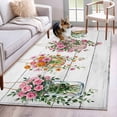 thumbnail image 1 of Pink Spring Floral Area Rugs 3'x5', Washable Small Throw Rugs for Living Room Bedroom, Wooden Elegant Farmhouse Botanical Indoor Outdoor Rug Non-Slip Low Pile Carpet Runner Reversible Floor Mats, 1 of 8