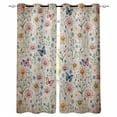 thumbnail image 1 of Pink Spring Floral Blackout Curtains for Bedroom/Living Room, Thermal Insulated Kitchen Curtains, Elegant Pastoral Flowers Butterflies Vintage Grommet Darkening Window Treatment Drapes 52"x72"x2, 1 of 8