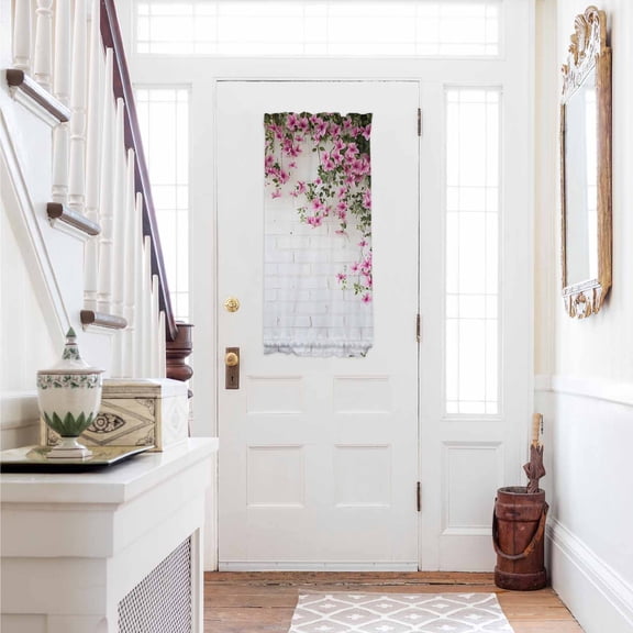 Pink Spring Floral Door Curtains for Door Window, French Sidelight Front Back Door Curtains With Tieback, Summer Flowers Farmhouse Kitchen Rod Pocket Drapes Panel, 25"x40"
