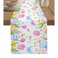 thumbnail image 1 of Pink Spring Floral Easter Burlap Cotton Table Runner 18x72 Inches Long, Pastoral Tulip Flowers Farmhouse Table Runners, Outdoor Dining Tablecloths Decor for Baby Shower/Party/Wedding, 1 of 6