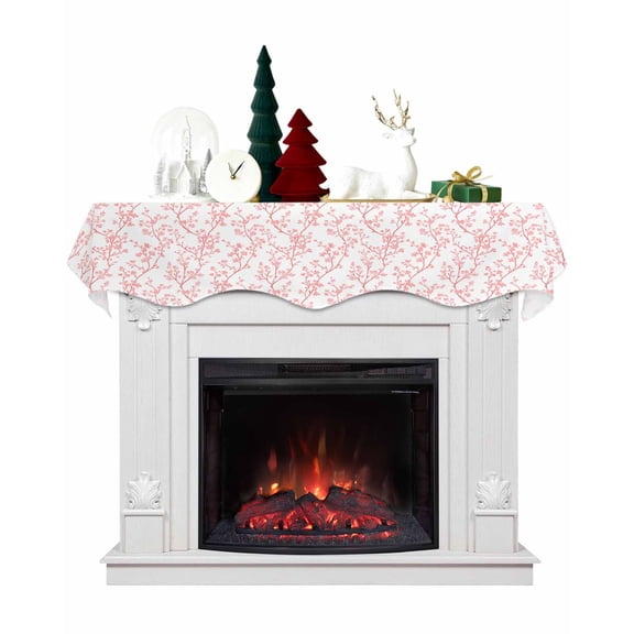 Pink Spring Floral Fireplace Mantel Scarf Table Runner, Summer Botanical Watercolor Winter Garland Mantel Top Tablerunners Dresser Scarves Cover Decorations for Windows Party Living Room 70''x17''