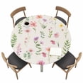 thumbnail image 1 of Pink Spring Floral Fitted Tablecloth with Elastic Edged, Round Table Cloth for Dining Table, Flowers Elegant Pastoral Rustic Waterproof Oil Proof Table Cover for Indoor Outdoor 45"-54", 1 of 8
