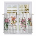 thumbnail image 1 of Pink Spring Floral Kitchen Curtain for Berdoom Living Room Cafe 54 Inch Length, Wooden Elegant Farmhouse Botanical Tiers Curtains Light Filtering Drapes Rod Pocket Window Treatment 2 Panels 52"Wx54"L, 1 of 8