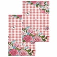 thumbnail image 1 of Pink Spring Floral Kitchen Dish Towels for Drying Dishes Set of 2, Watercolor Flowers Butterfly Checkered Waffle Weave Microfiber Hand Tea Bathroom Towels Quick Dry & Absorbent Towel 15.7x23.6, 1 of 7