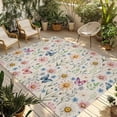 thumbnail image 1 of Pink Spring Floral Outdoor Rug for Patio/Deck/Porch, Non-Slip Large Area Rug 5 x 7 Ft, Elegant Pastoral Flowers Butterflies Rustic Indoor Outdoor Rugs Washable Area Rugs, Camping Rug Carpet Runner, 1 of 8