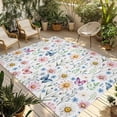 thumbnail image 1 of Pink Spring Floral Outdoor Rug for Patio/Deck/Porch, Non-Slip Large Area Rug 6 x 9 Ft, Elegant Pastoral Flowers Butterfly Indoor Outdoor Rugs Washable Area Rugs, Reversible Camping Rug Carpet Runner, 1 of 8