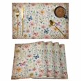 thumbnail image 1 of Pink Spring Floral Placemats Set of 12 Elegant Pastoral Flowers Butterflies Vintage Place Mats Indoor Wipeable Table Mats Washable Dining Table Placemats for Kitchen Holiday Party Decor 13x19 Inch, 1 of 9