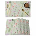 thumbnail image 1 of Pink Spring Floral Placemats Set of 4, Farmhouse Flowers Sage Green Leaves Placemats for Dining Table, Place Mats for Kitchen Tabletop, Waterproof Wipeable Dining Table Mats Set, 1 of 9